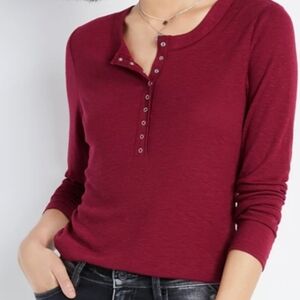 24/7 Red Henley Tee